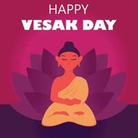 illustrazione vettore grafico di Budda è Meditare su un' loto fiore, Perfetto per internazionale giorno, Vesak giorno, celebrare, saluto carta, eccetera.