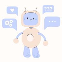 carino chatbot ai carattere.artificiale intelligenza Chiacchierare servizio attività commerciale concetto.ai soddisfare Generatore. chatbot tecnologia, mano disegnato robot giocattolo mascotte. vettore illustrazione eps 10