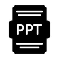 ppt file icona solido stile. foglio elettronico file genere, estensione, formato icone. vettore illustrazione