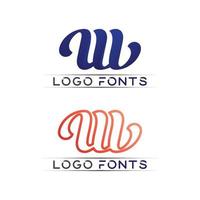 w lettera e font logo modello disegno vettoriale