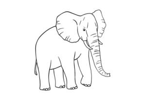 elefante schema schizzo isolato su bianca sfondo. illustrazione. scarabocchio africano animale vettore