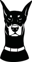 un' nero e bianca illustrazione di un' cane con un' collare vettore