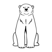 bianca polare orso linea schizzo. schema illustrazione di foresta animale. vettore