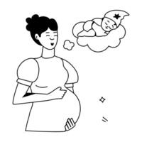 prenatale routine piatto icone vettore