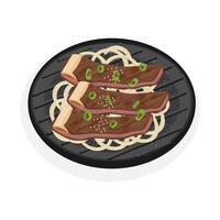 illustrazione logo coreano costolette barbecue Galbi gui vettore