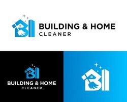 lettera B monogramma edificio e Casa pulizia logo design. vettore
