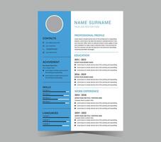 CV modello o moderno curriculum vitae e design. vettore