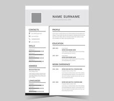 CV modello o moderno curriculum vitae e design. vettore