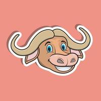 adesivo faccia di animale con design del personaggio di bufalo. vettore