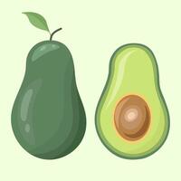 avocado su un' leggero verde sfondo, piatto illustrazione vettore