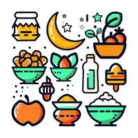 Ramadan cibo icona impostato vettore