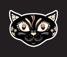 illustrazione di nero gatto nel messicano popolare stile. vettore
