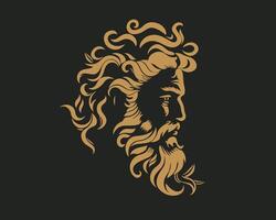 un oro antico greco uomo con Riccio capelli e un' barba vettore