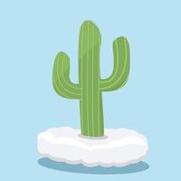 icona cactus verde su nuvola e sfondo di colore blu vettore