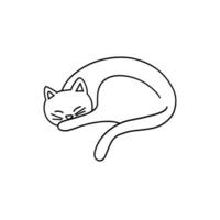 carino gatto addormentato su il suo indietro schizzo incisione illustrazione. maglietta abbigliamento Stampa design. graffiare tavola imitazione. nero e bianca mano disegnato Immagine. vettore