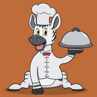 personaggio zebra con cibo da chef personalizzato vettore