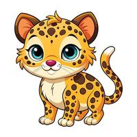 di carino cartone animato bambino leopardo su bianca. vettore