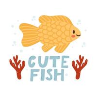 carino pesce . bambino animale concetto illustrazione per asilo, personaggio per bambini.marino animali, sotto mare vettore