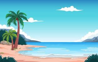 albero di cocco spiaggia vacanza al mare vacanza tropicale estate illustrazione vettoriale