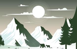 orso neve montagna ghiaccio congelato natura paesaggio avventura illustrazione vettore