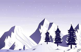 orso neve montagna ghiaccio congelato natura paesaggio avventura illustrazione vettore