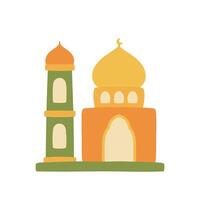 islamico moschea carino cartone animato scarabocchio illustrazione vettore