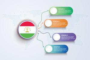 tajikistanflag con design infografico isolato sulla mappa del mondo a punti vettore