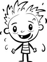 cartone animato contento ragazzo con blu capelli e divertente viso. illustrazione vettore
