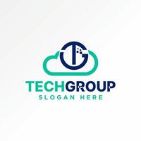 logo design grafico concetto creativo premio astratto azione lettera iniziale tg o gt su linea nube Tech tempo atmosferico. relazionato per Banca dati predizione vettore