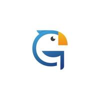 lettera g logo pappagallo vettore