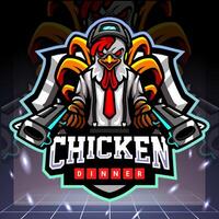 pollo Gallo artiglieri mascotte. esport logo design vettore