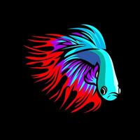 corona coda betta pesce mascotte. esport logo design vettore