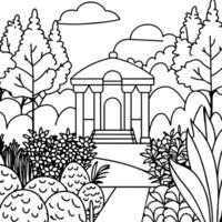 giardino schema illustrazione digitale colorazione libro pagina linea arte disegno vettore