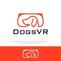 logo del cane che gioca stile di linea di gioco virtuale unico design vettoriale semplice