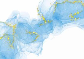 decorativo mano dipinto alcool inchiostro sfondo con oro luccichio vettore