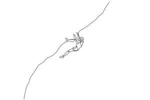 umano atleta picco collina roccia arrampicata sport attività uno linea arte design vettore