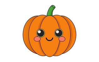 carino amichevole cartone animato jack-o-lantern. sorridente lavorato zucca carattere. illustrazione isolato su bianca sfondo. concetto di Halloween, adatto ai bambini arredamento, festivo spirito vettore