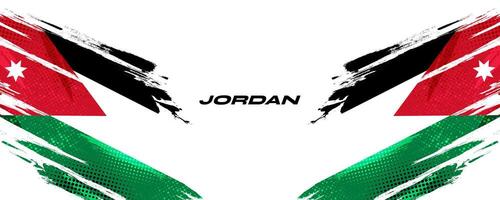Giordania bandiera nel spazzola dipingere stile con mezzitoni effetto. nazionale bandiera di Giordania con grunge spazzola concetto vettore