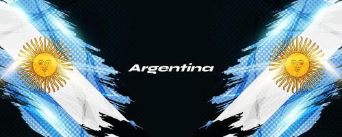 argentina bandiera nel grunge spazzola dipingere stile con mezzitoni e raggiante leggero effetti. argentino bandiera nel grunge concetto vettore