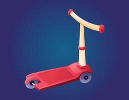 rosso bambini scooter, giocattolo rullo trasporto. isolato cartone animato illustrazione. vettore