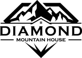 diamante nero montagna idea logo design vettore