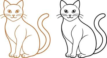 un' disegno di un' gatto e un' gatto con un' linea di segni. vettore