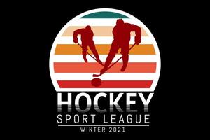 design retrò della lega sportiva di hockey vettore