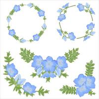 carino acquerello nemophila fiori - bambino blu occhi - Scarica florals vettore