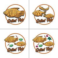 logo per pesce specialità ristorante vettore