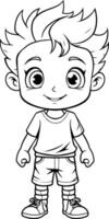colorazione pagina schema di un' carino poco ragazzo cartone animato personaggio vettore