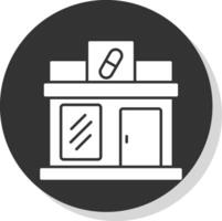 farmacia glifo grigio cerchio icona vettore