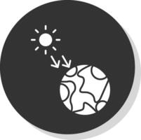 solare radiazione glifo grigio cerchio icona vettore