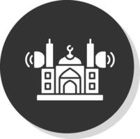 moschea altoparlante glifo grigio cerchio icona vettore