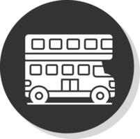 Doppio autobus glifo grigio cerchio icona vettore